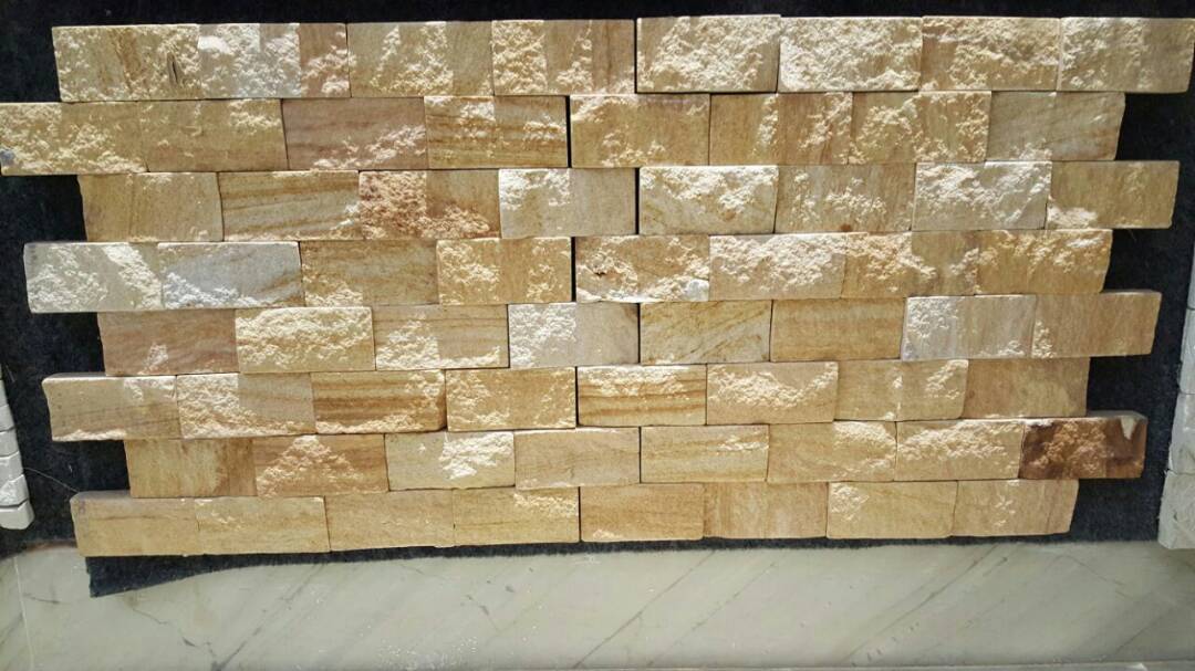 Cheap and Popular Split Face Teak Sandstone Mosaic Tiles